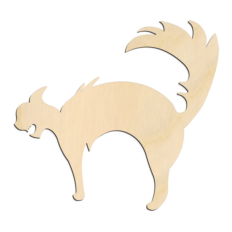 Laser-cut baltic birch silhouette of HALLOWEEN CAT