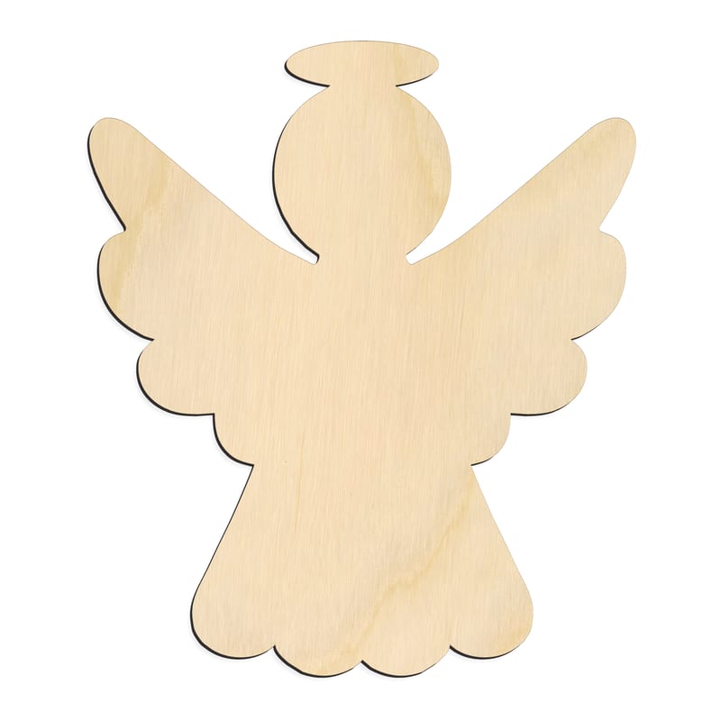 Laser-cut baltic birch silhouette of Halo Christmas Angel