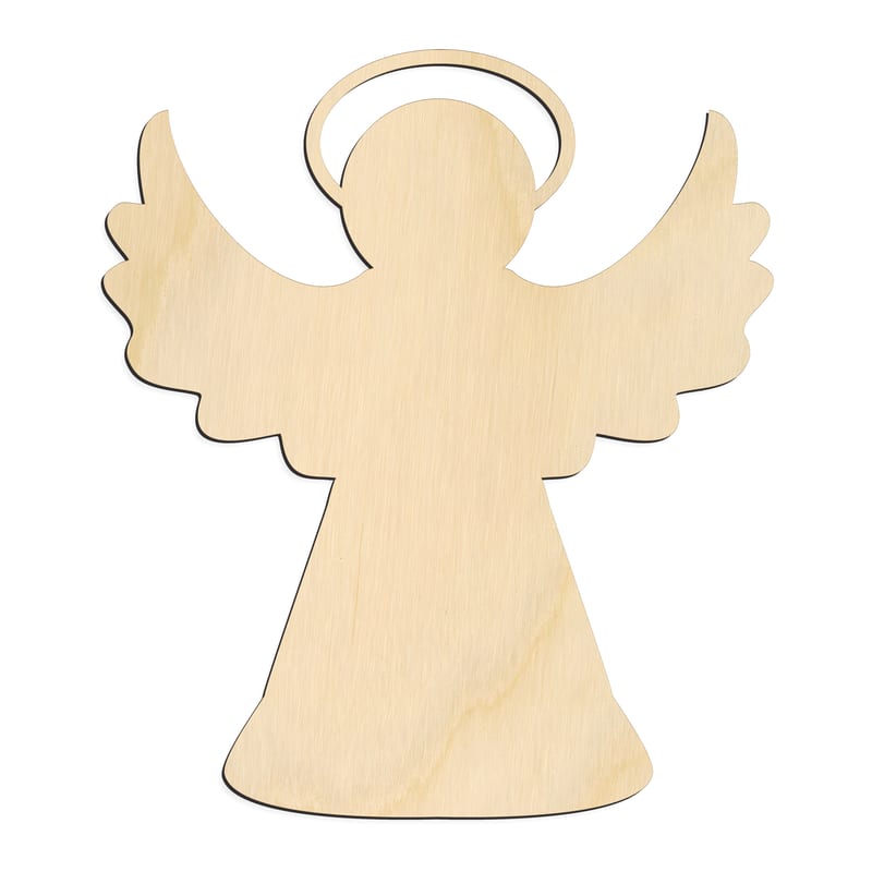 Laser-cut baltic birch silhouette of HALO ORNAMENT CHRISTMAS ANGEL