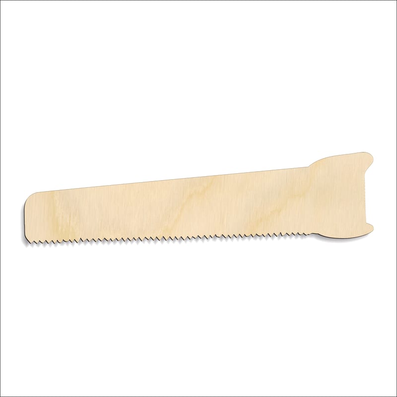 Laser-cut baltic birch silhouette of Hand Saw