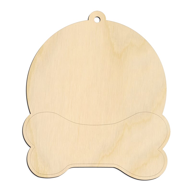 Laser-cut baltic birch silhouette of Dog Bone Round Hanging Sign