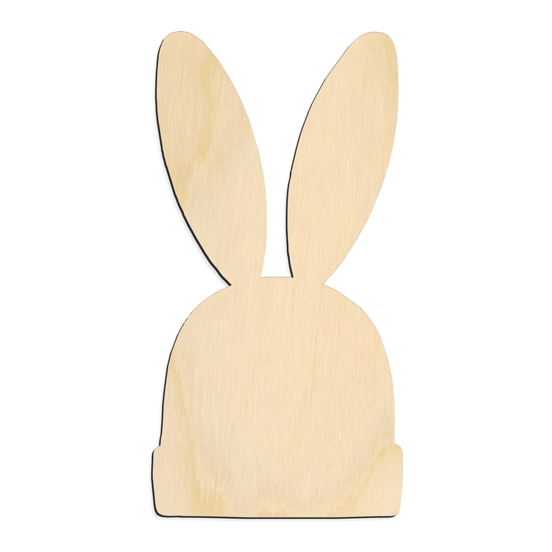 Laser-cut baltic birch silhouette of HAT WITH BUNNY EARS