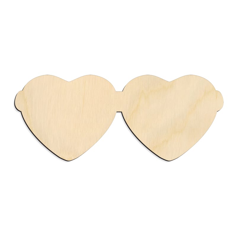 Laser-cut baltic birch silhouette of HEART GLASSES