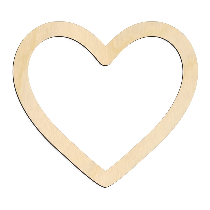 Laser-cut baltic birch silhouette of HOLLOW HEART