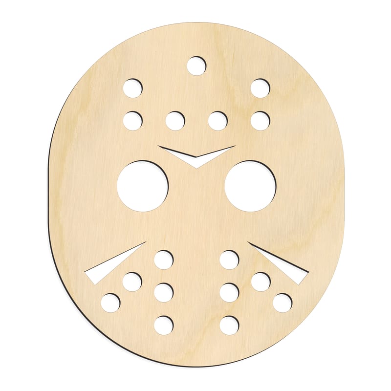Laser-cut baltic birch silhouette of Halloween Hockey Mask