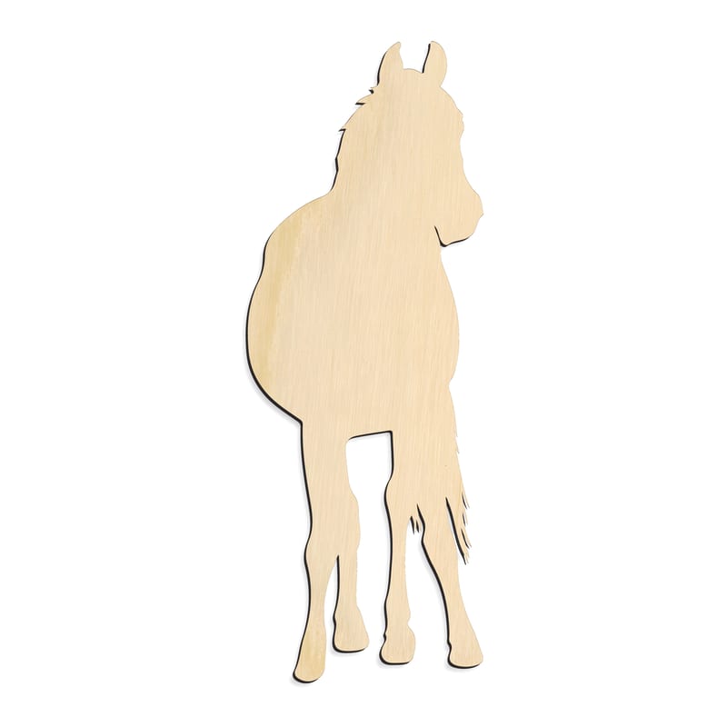 Laser-cut baltic birch silhouette of ALERT STANDING HORSE