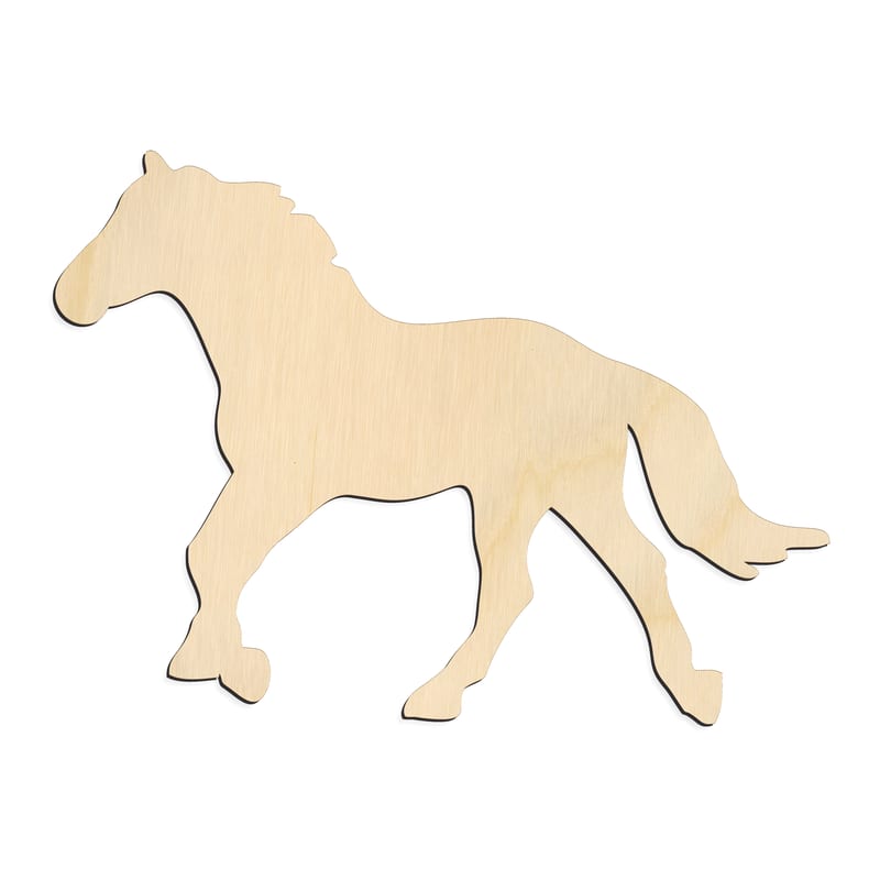 Laser-cut baltic birch silhouette of HORSE CLASSIC RUNNING