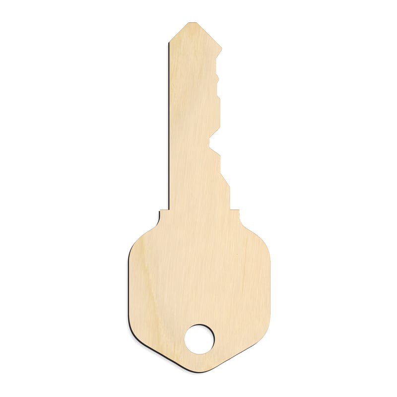 Laser-cut baltic birch silhouette of HOUSE KEY