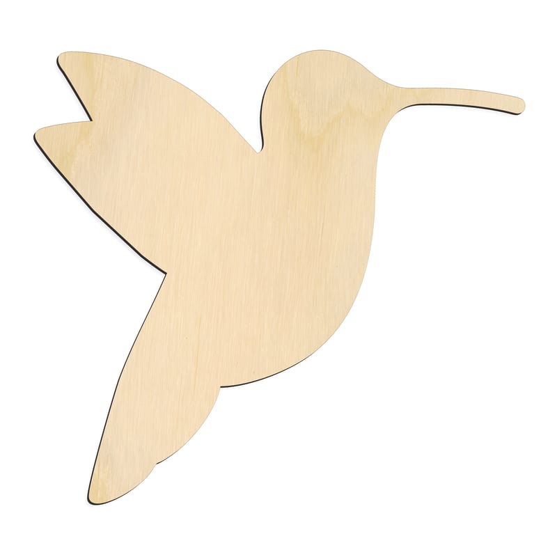 Laser-cut baltic birch silhouette of HUMMINGBIRD FLYING SILHOUETTE