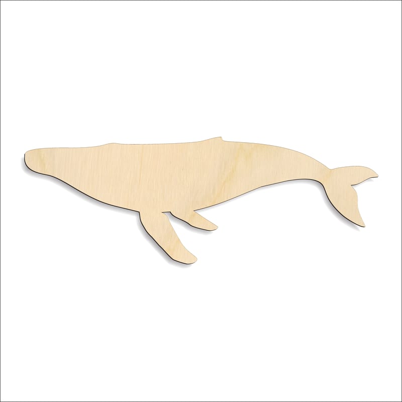 Laser-cut baltic birch silhouette of HUMPBACK WHALE