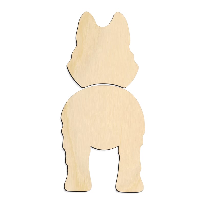 Laser-cut baltic birch silhouette of HUSKY TWO PIECE BACK VIEW