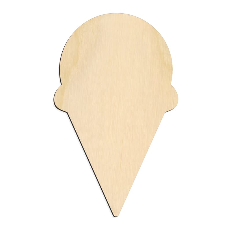 Laser-cut baltic birch silhouette of ICE CREAM CONE SINGLE SCOOP