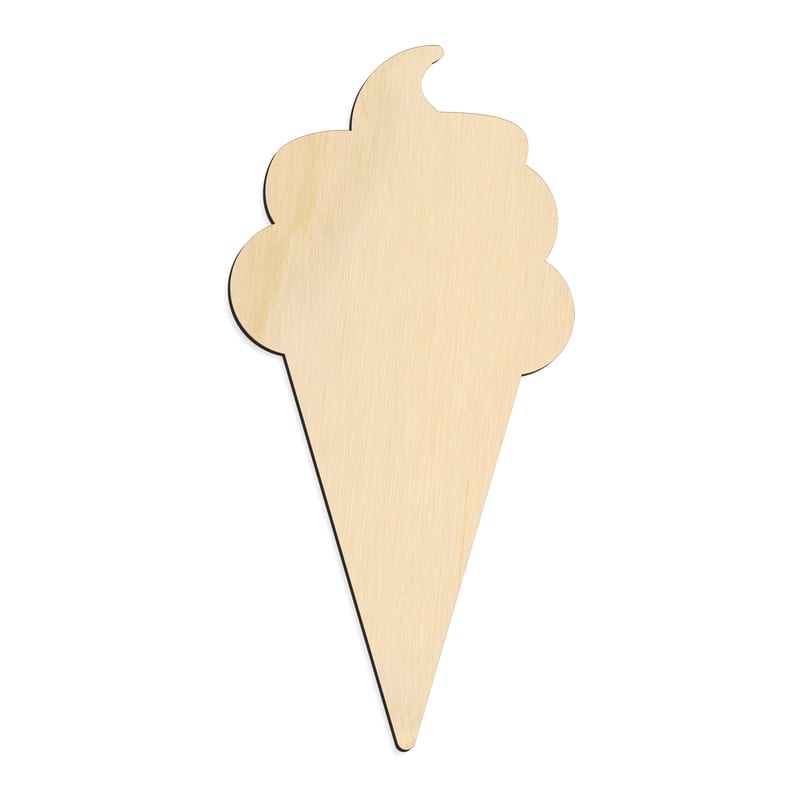 Laser-cut baltic birch silhouette of ICE CREAM CONE SOFT SWIRL