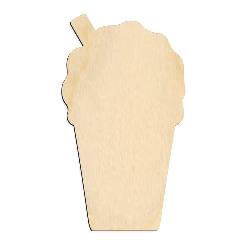 Laser-cut baltic birch silhouette of ICEE SNOW CONE