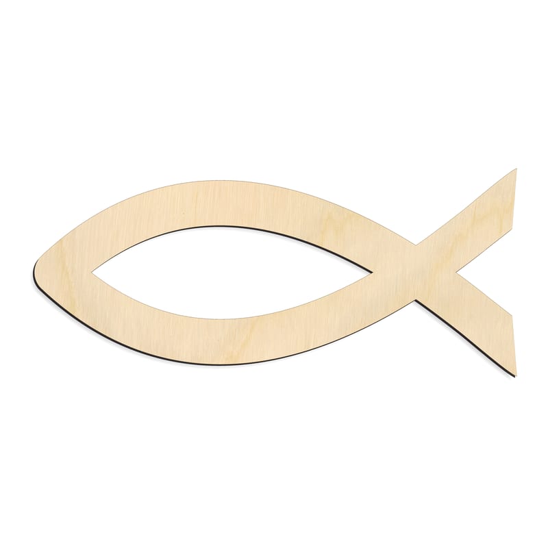 Laser-cut baltic birch silhouette of ICHTHYS SYMBOL CLASSIC