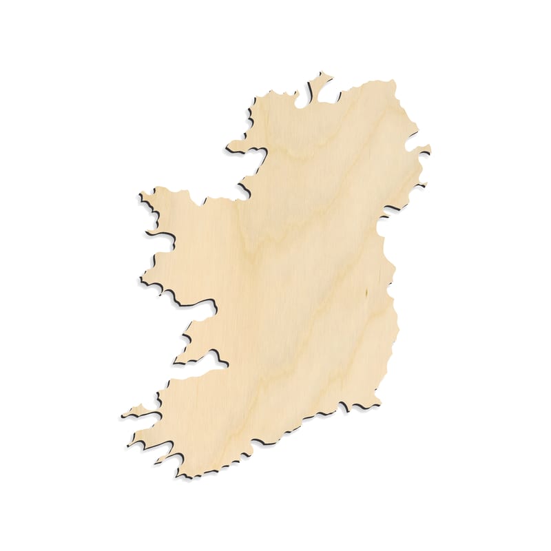 Laser-cut baltic birch silhouette of Ireland Silhouette