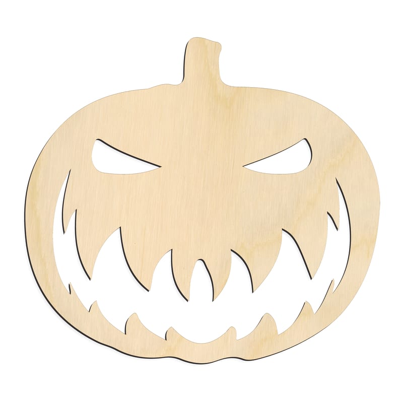 Laser-cut baltic birch silhouette of JACK O LANTERN ANGRY HEAVY BROW