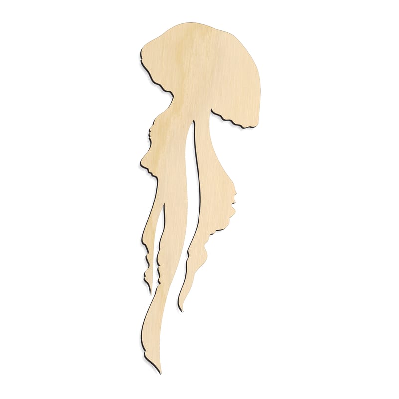 Laser-cut baltic birch silhouette of JELLY FISH CLASSIC