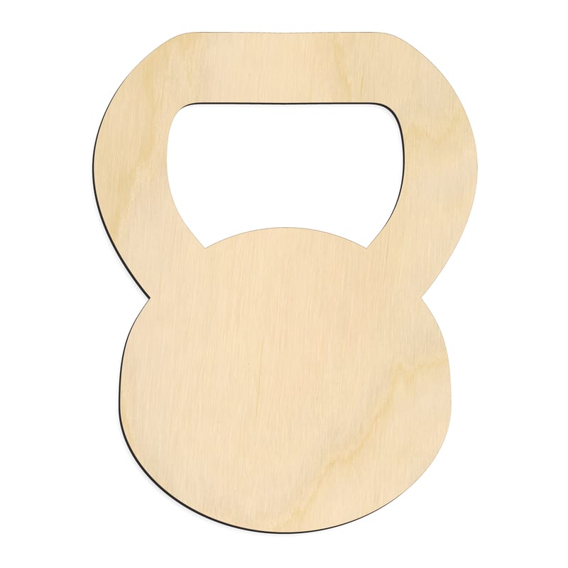 Laser-cut baltic birch silhouette of KETTLE BALL
