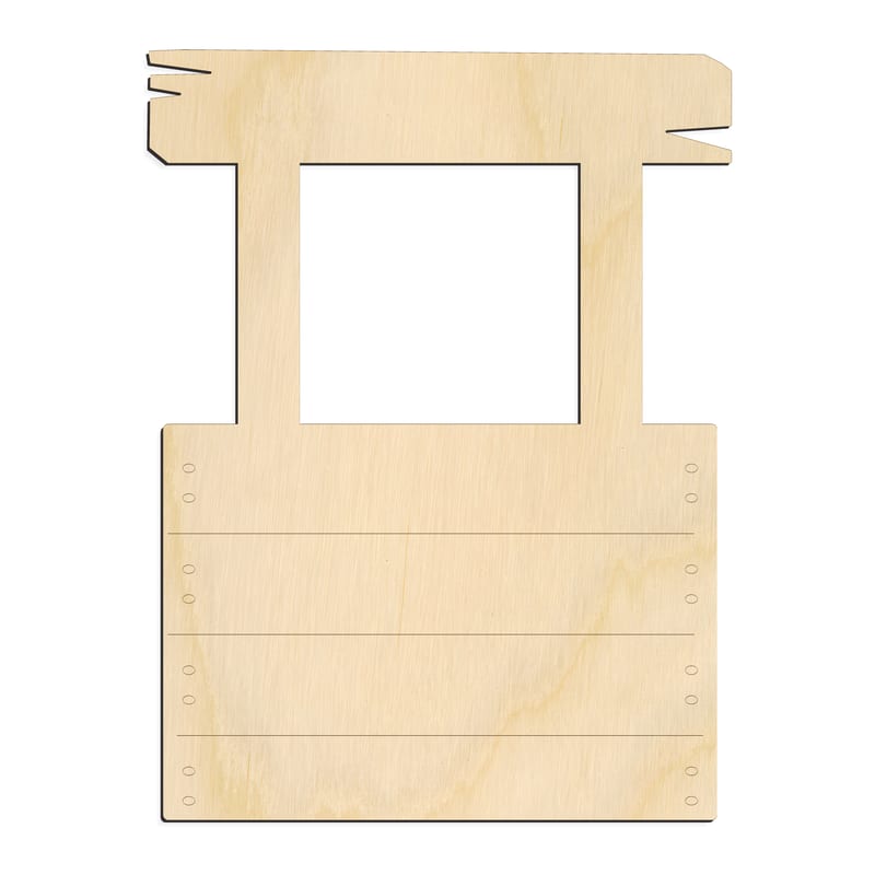 Laser-cut baltic birch silhouette of KISSING BOOTH