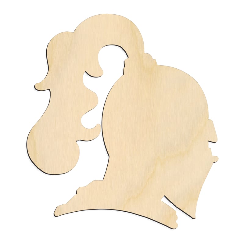 Laser-cut baltic birch silhouette of Kissing Couple Silhouette