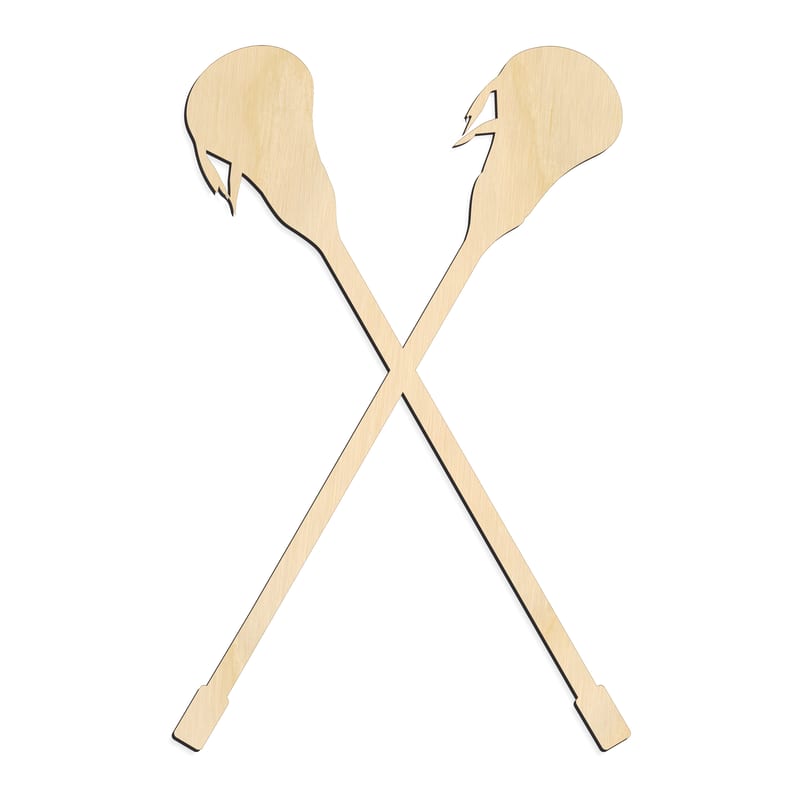 Laser-cut baltic birch silhouette of LACROSSE STICKS