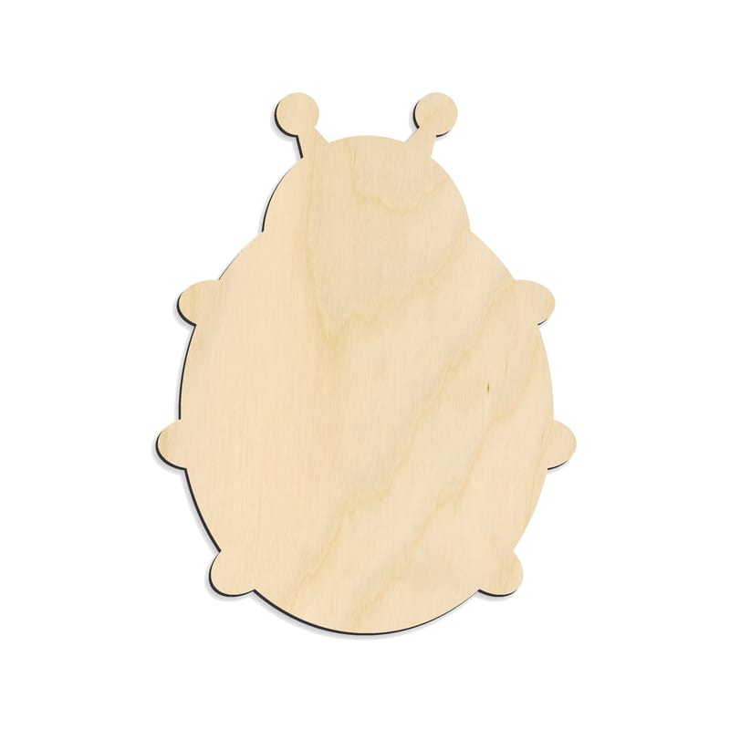 Laser-cut baltic birch silhouette of LADY BUG ICON