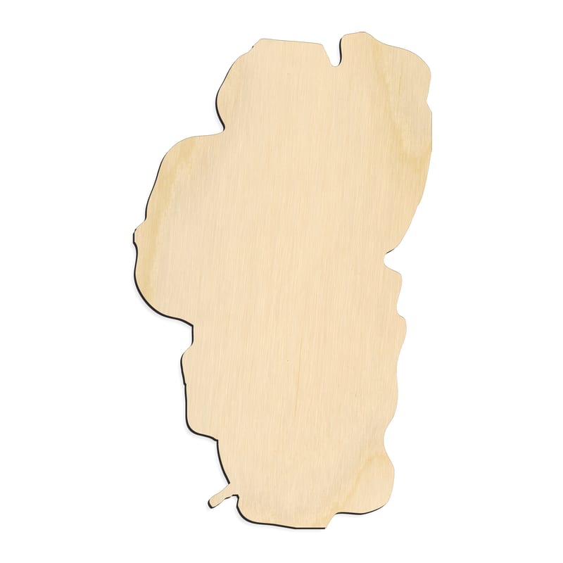 Laser-cut baltic birch silhouette of LAKE TAHOE SILHOUETTE
