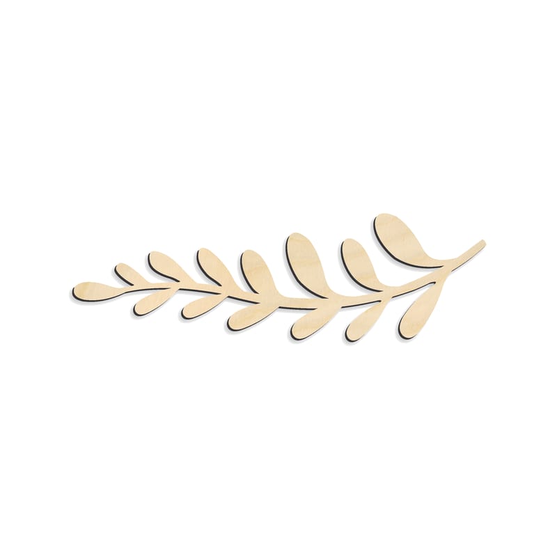 Laser-cut baltic birch silhouette of LAUREL BRANCH SINGLE STRAIT