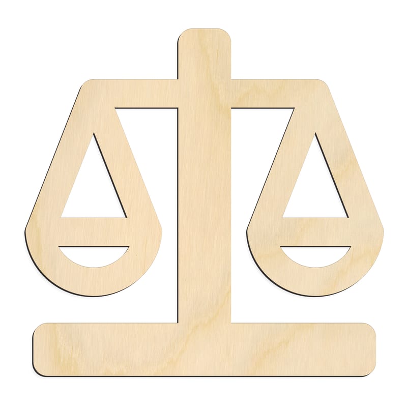 Laser-cut baltic birch silhouette of LEGAL SCALE