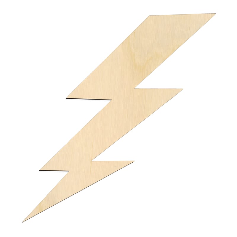 Laser-cut baltic birch silhouette of LIGHTNING BOLT ICON