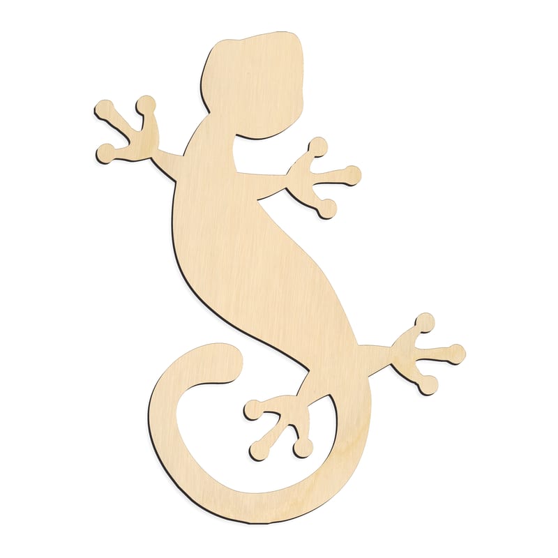 Laser-cut baltic birch silhouette of LIZARD CURLED TAIL GECKO
