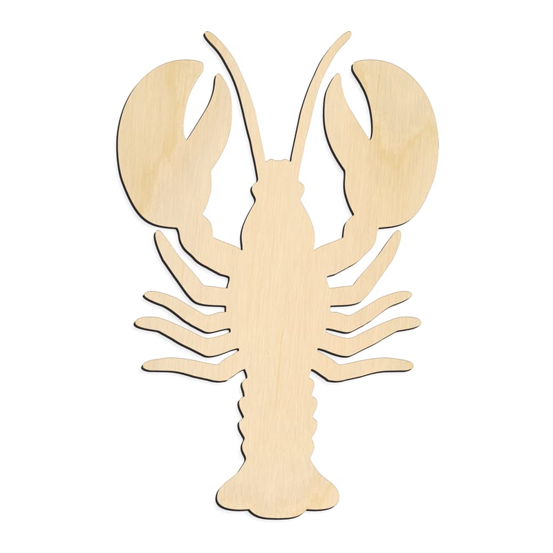 Laser-cut baltic birch silhouette of LOBSTER BROAD CLAWS
