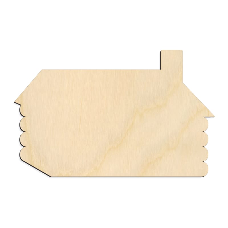 Laser-cut baltic birch silhouette of LOG HOUSE