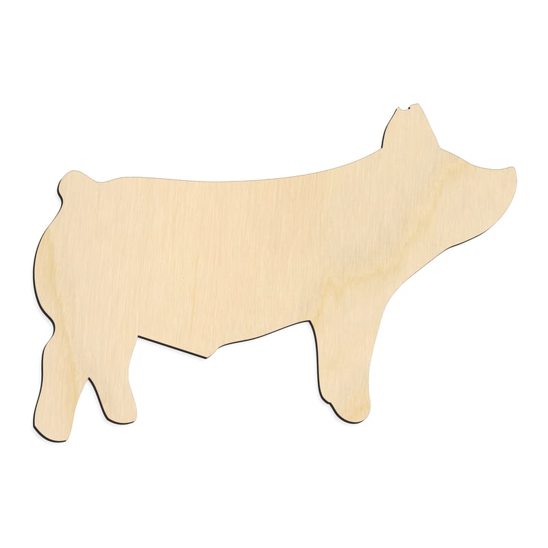 Laser-cut baltic birch silhouette of LONG BODY PIG
