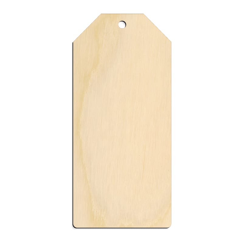 Laser-cut baltic birch silhouette of Long Tag