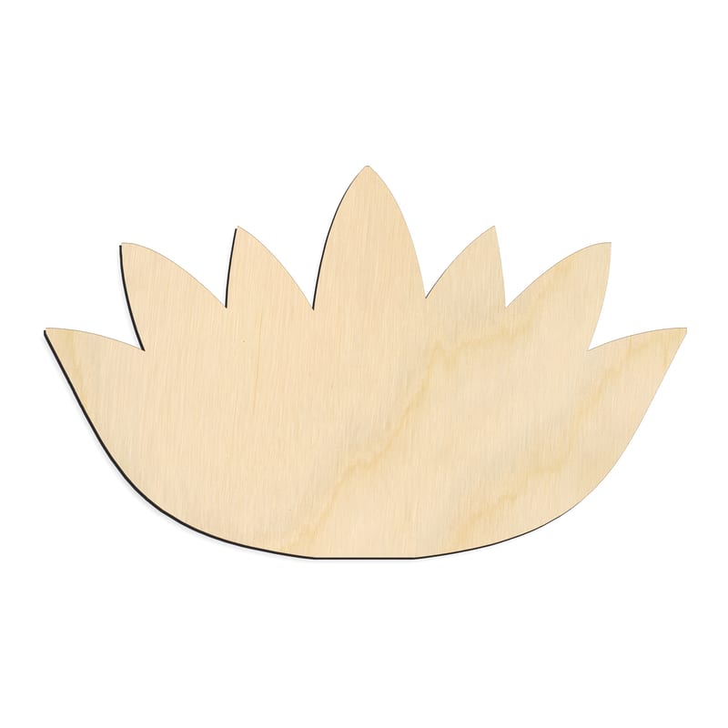 Laser-cut baltic birch silhouette of Lotus Flower Icon