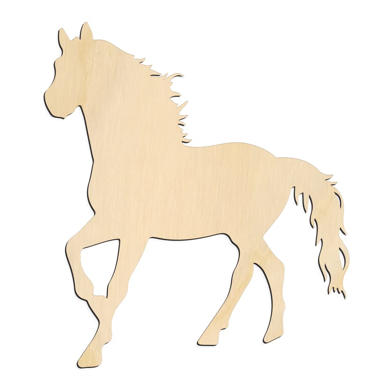 Laser-cut baltic birch silhouette of MAJESTIC STANDING HORSE