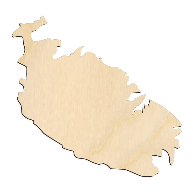 Laser-cut baltic birch silhouette of Malta