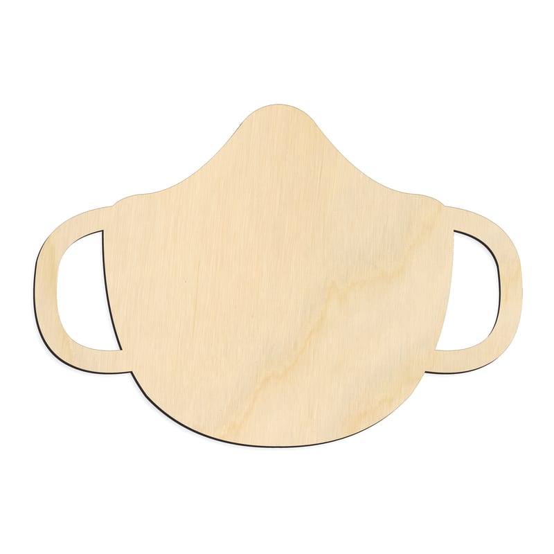 Laser-cut baltic birch silhouette of MEDICAL FACE MASK ROUNDED