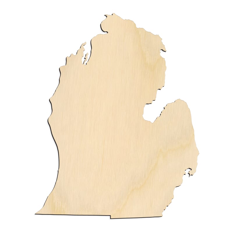 Laser-cut baltic birch silhouette of MICHIGAN LOWER PENINSULA