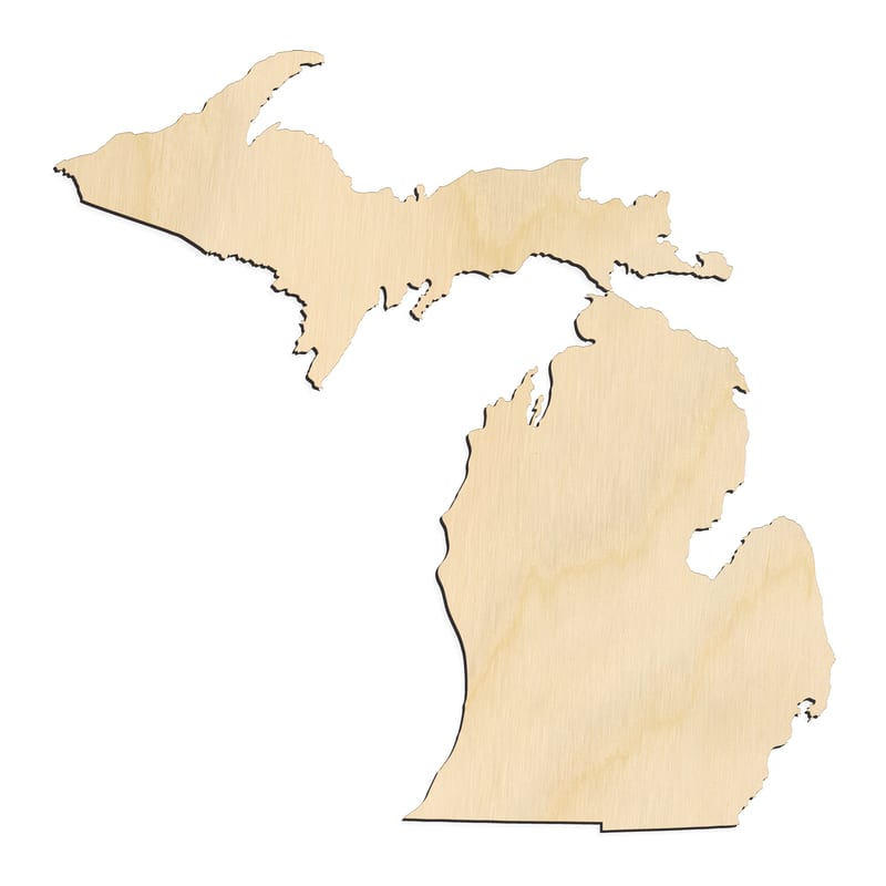 Laser-cut baltic birch silhouette of MICHIGAN STATE SILHOUETTE
