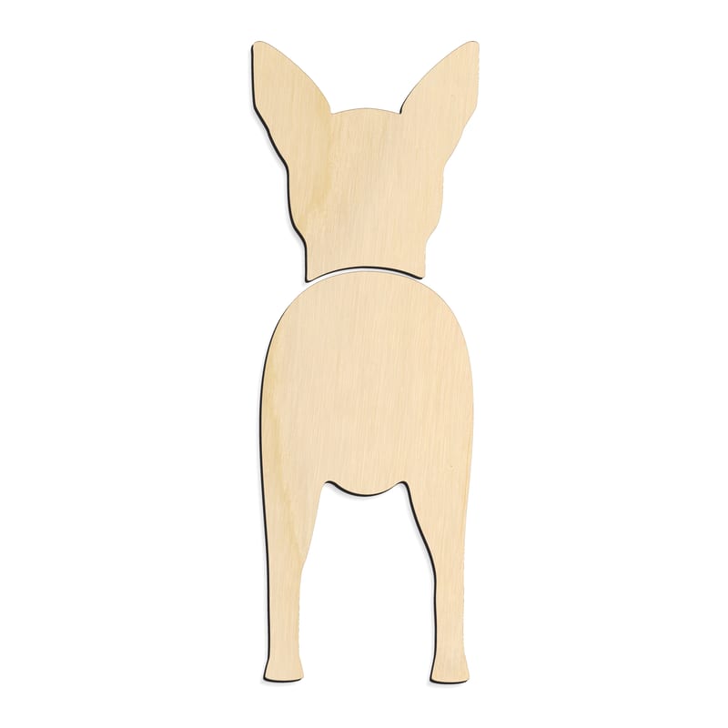 Laser-cut baltic birch silhouette of MINIATURE PINSCHER TWO PIECE BACK VIEW