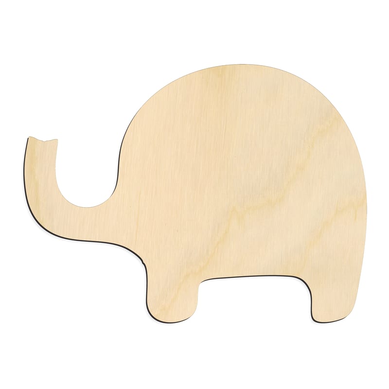 Laser-cut baltic birch silhouette of MINIMAL ELEPHANT