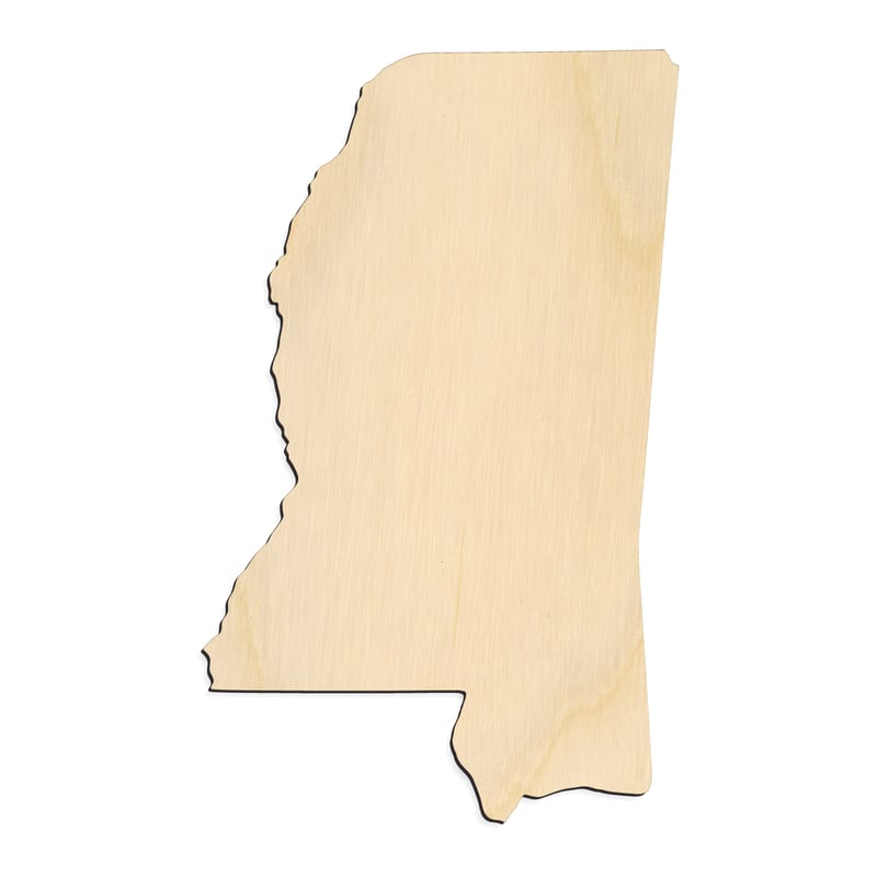 Laser-cut baltic birch silhouette of MISSISSIPPI STATE CRAFT VARIANT