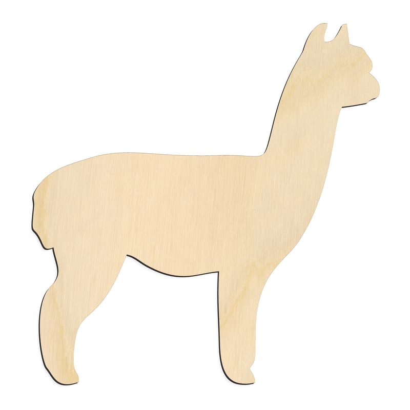 Laser-cut baltic birch silhouette of MOUNTAIN ALPACA
