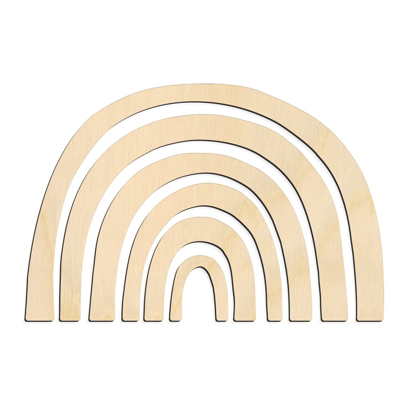 Laser-cut baltic birch silhouette of MULTI RAINBOW