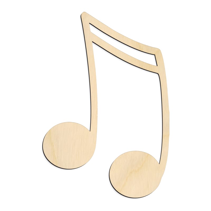 Laser-cut baltic birch silhouette of Beamed Eighth Notes