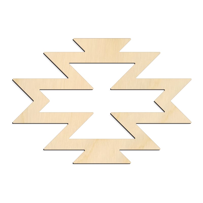 Laser-cut baltic birch silhouette of NATIVE GEOMETRIC SYMBOL ZIGZAG