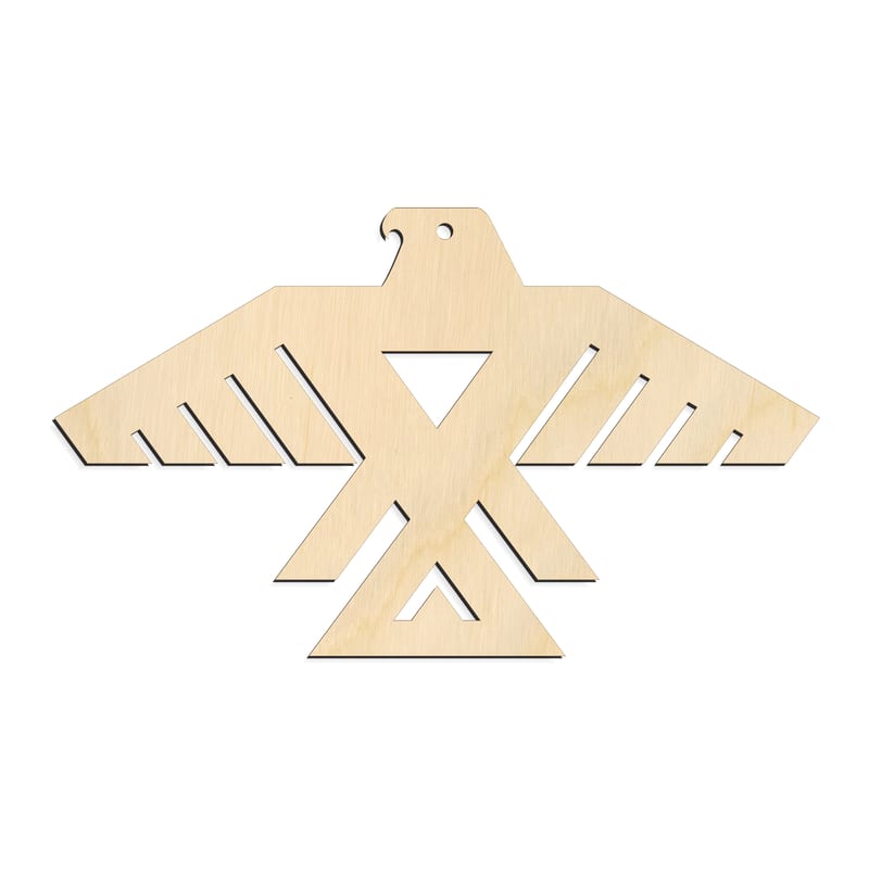 Laser-cut baltic birch silhouette of NATIVE THUNDERBIRD
